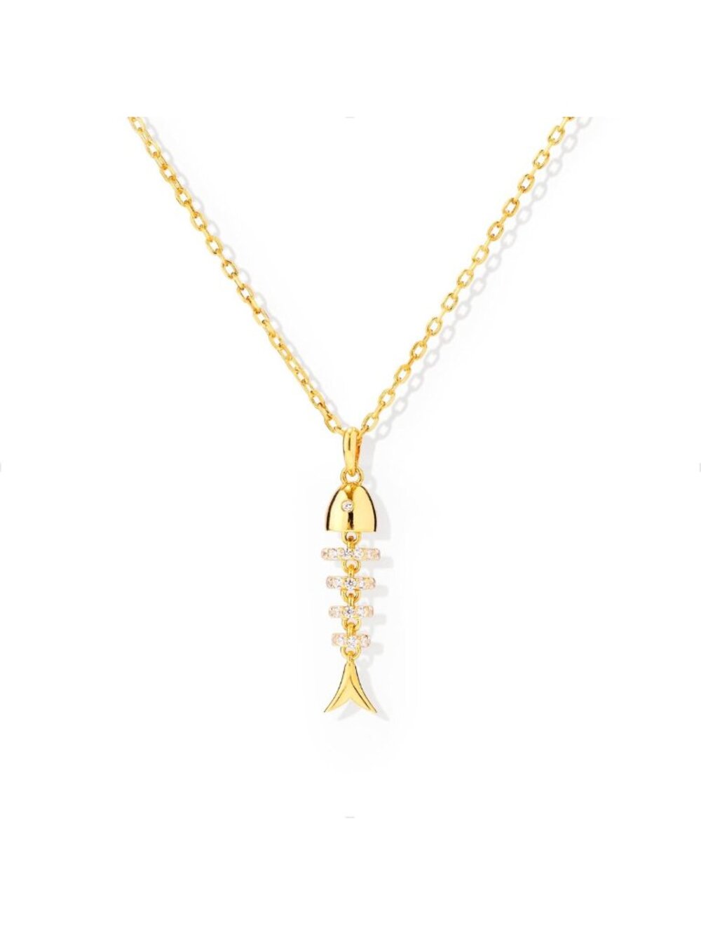 Beachy Fish Charm Necklace, 18K Gold Plated Pendant, Ocean Inspired Jewelry for